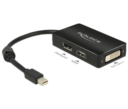 DELOCK Adapter mini Displayport 1.1 dugós csatl. > Displayport/HDMI/DVI passzív adapter - Fekete (62623)