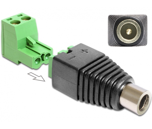 DELOCK Adapter DC 2.5 x 5.5 mm female > Terminal Block 2 pin 2-part (65486)