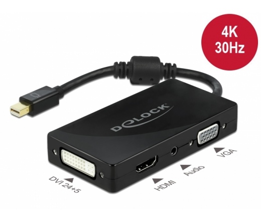 Delock Mini DisplayPort 1.2 adapter - VGA / HDMI / DVI / audio anya 4K passzív fekete