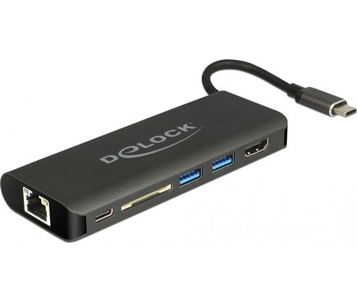 Delock USB Type-C 3.1 dokkoló állomás HDMI 4K 30 Hz, Gigabit LAN és USB PD funkció (3 év)