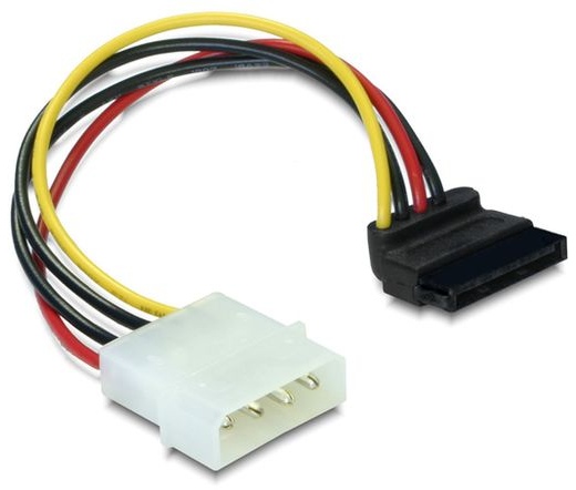 DELOCK Tápkábel Molex 4pin male -> SATA 15pin female 90fokos lefelé (60101)