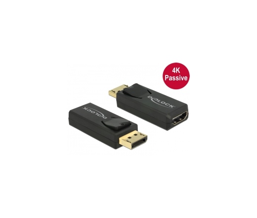 DELOCK Adapter Displayport 1.2-dugós csatlakozó > HDMI-csatlakozóhüvely 4K passzív fekete  (65571)