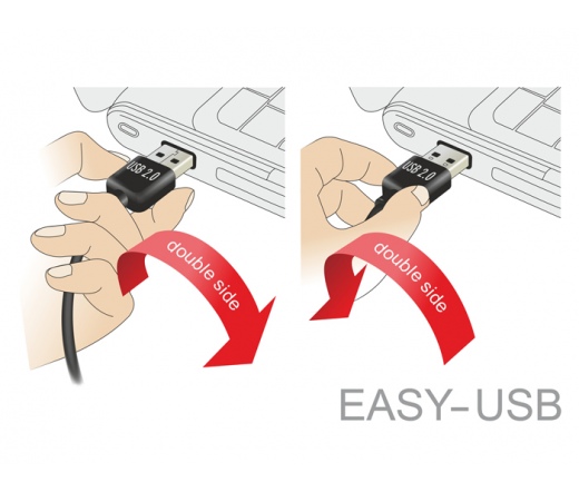 Delock Adapter EASY-USB 2.0-A male > USB 2.0-A female angled up / down