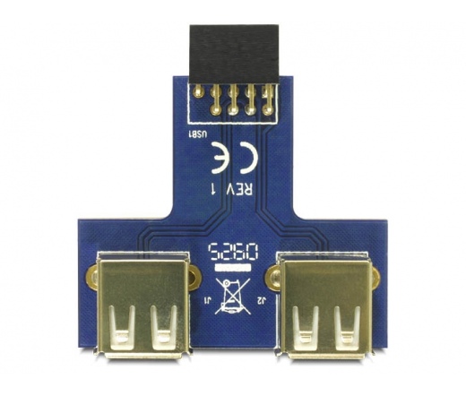 DELOCK USB 9pin header female -> 2 x USB 2.0 female - up (41824)