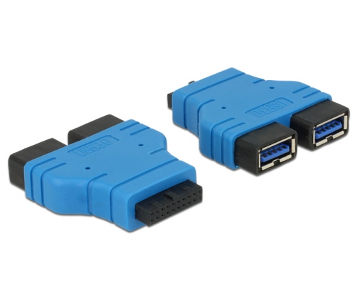 DELOCK Adapter USB3.0 pin header anya > 2x USB3.0 Type-A anya parallel (65670)