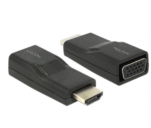 DELOCK Adapter HDMI dugós csatl. > VGA csalt. hüvely adapter - Fekete (65655)