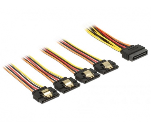 DELOCK tápkábel 4x 15Pin SATA -> 2x 15Pin SATA St/Bu 15cm