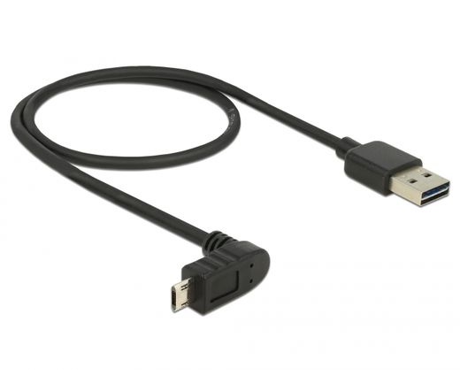 Delock Kábel, EASY-USB 2.0-s A-típusú csat. > EASY-USB 2.0-s Micro-B típusú csat.ívelt 0,5 m, fekete