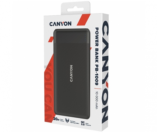 CANYON PB-109 Power Bank 10000mAh PD/QC - fekete