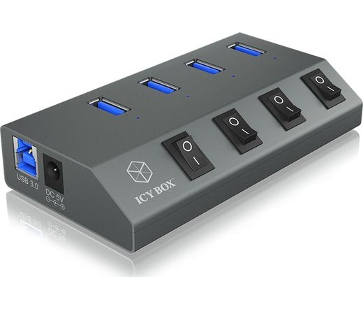 ICY BOX 4 Port USB 3.0 IB-HUB1405 Hub Aluminium