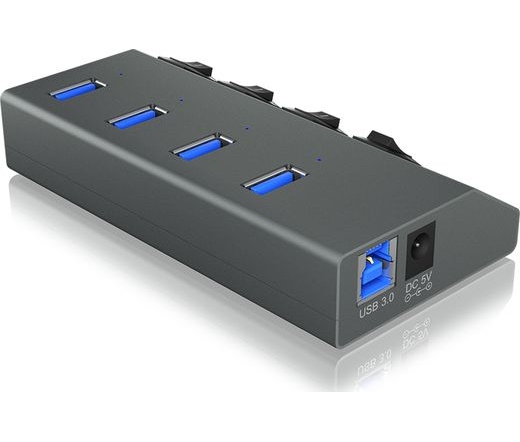 ICY BOX 4 Port USB 3.0 IB-HUB1405 Hub Aluminium