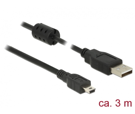 KAB Delock 84915 USB 2.0 A dugó > USB 2.0 Mini B dugó fekete - 3 m