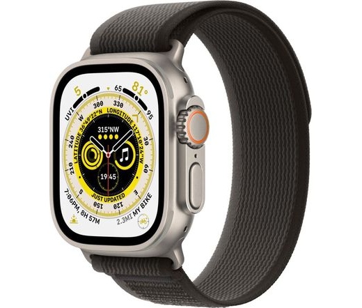 APPLE Watch Ultra 49mm Cellular titántok, fekete-szürke terep pánt S/M