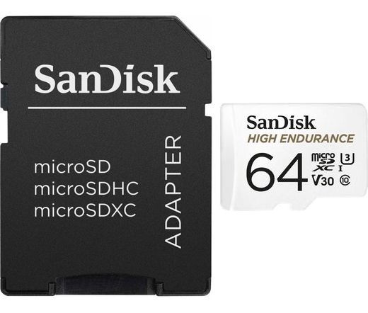 SANDISK microSDXC High Endurance 64GB 100MB/s C10 U3 V30 UHS-I +Adapt.