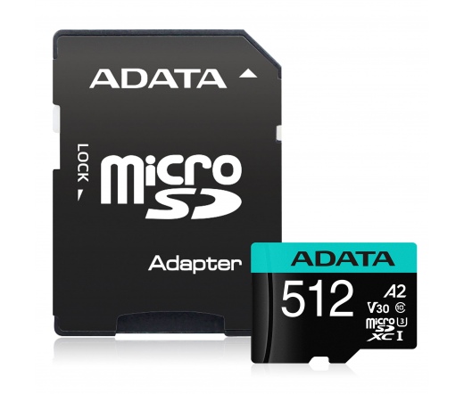 ADATA 512GB SD micro Premier Pro (SDXC Class 10 UHS-I) (AUSDX512GUI3V30SA2-RA1) memória kártya adapterrel