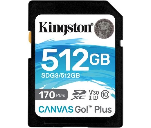 Card SDXC Kingston Canvas Go Plus 512GB 170R C10 UHS-I U3 V30