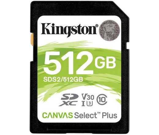 Card SDXC Kingston 512GB Canvas Select Plus 100R C10 UHS-I U3 V30