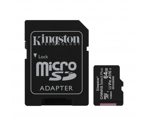 Card Micro SDXC Kingston 64GB Canvas Select Plus 100R A1 C10 Adapter nélkül