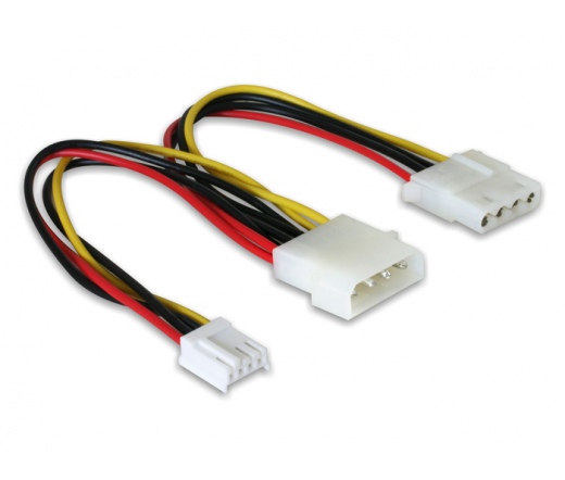 DELOCK Cable Y-power Molex 4pin male -> Molex 4pin female + 3.5" FDD power (82111)