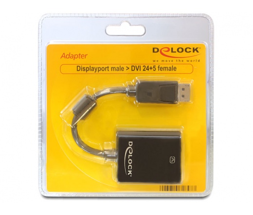 DELOCK Adapter Displayport male -> DVI 24+5 female Fekete (61847)