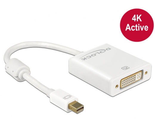 DELOCK Adapter mini Displayport 1.2-dugós csatlakozó > DVI-csatlakozóhüvely 4K aktív fehér (62604)