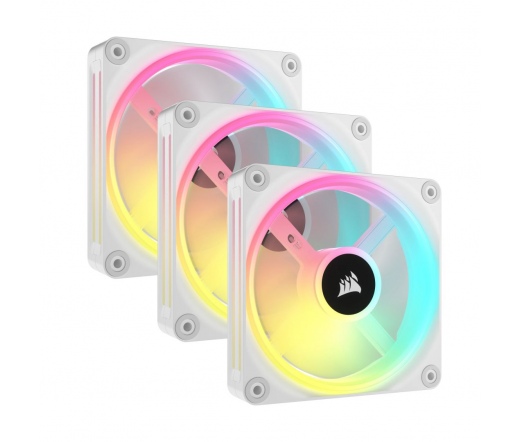 CORSAIR iCue Link QX120 RGB 120mm PWM PC Fans Starter Kit with iCue Link System Hub - White