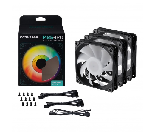 PHANTEKS PH-F120M25 DRGB PWM fekete 3db