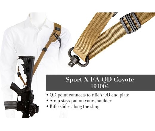 BLACKRAPID Sport X FA Coyote Rifle Sling with Swivel QD Locking Carabiner (Single Point)