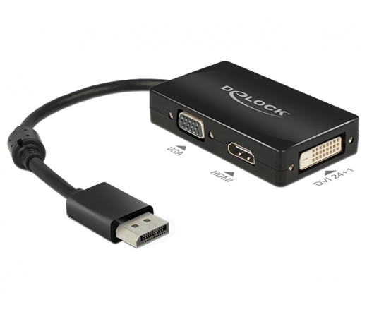 KELLÉK DELOCK Displayport 1.1 male to VGA/HDMI/DVI female passzív (62656)