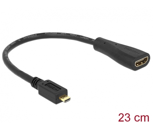 DELOCK Cable High Speed HDMI with Ethernet - HDMI Micro-D male > HDMI-A female 23 cm