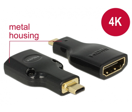 DELOCK Adapter High Speed HDMI Micro-D male > HDMI-A female 4K black (65664)