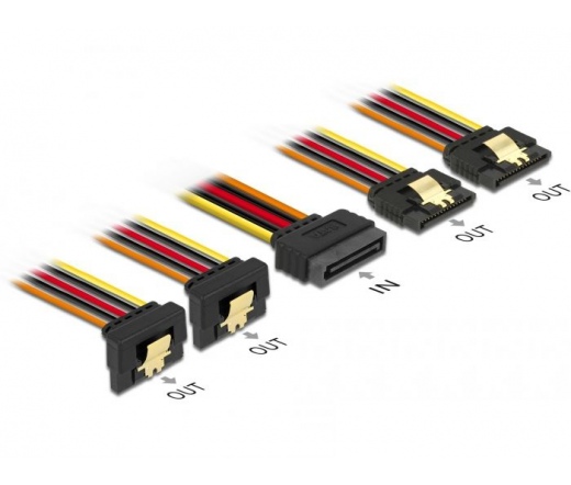 DELOCK tápkábel SATA 15Pin > 4x15Pin St/Bu ger./unt. 15cm