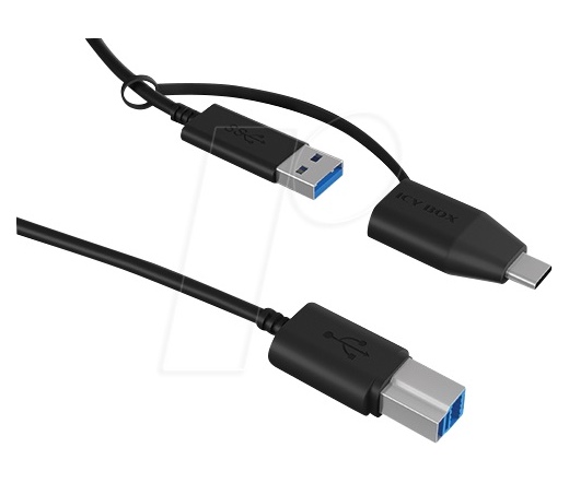 RAIDSONIC Icy Box USB Type-B to Type-A & Type-C® cable 1m