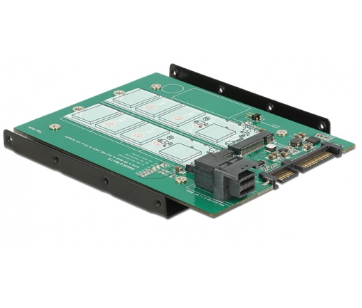 Delock 22tűs / SFF-8643 NVMe > 1x M.2 NGFF M aljzat + 1x M.2 NGFF B aljzat 3,5"-s SATA átalakító (62704)