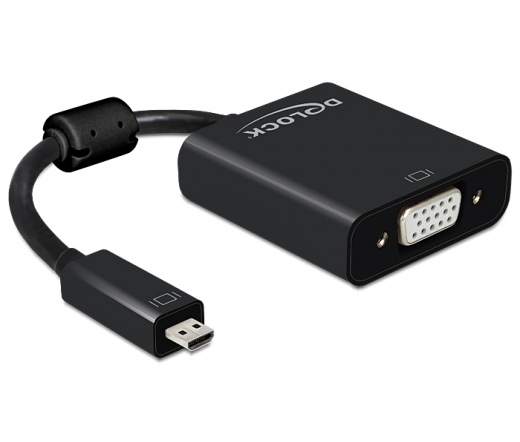 Delock Adapter HDMI Micro-D dugó > VGA hüvely audióval fekete