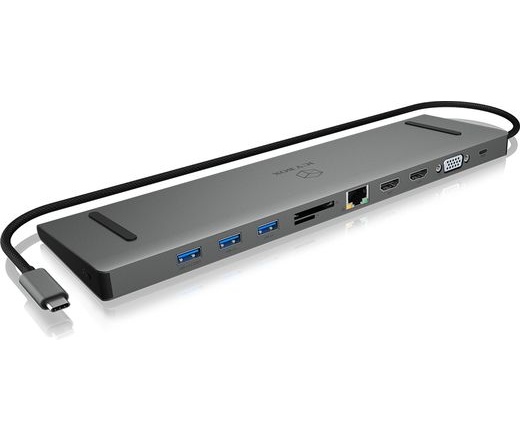 IcyBox Docking Station, USB Type-C szürke