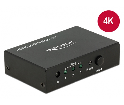 Delock HDMI UHD Switch 3 x HDMI in > 1 x HDMI out 4K