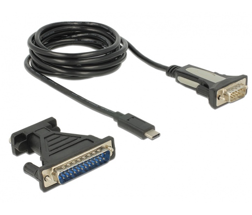 Delock Adapter, USB Type-C™ > 1 db soros DB9 RS-232 + DB25 adapter (3 év)