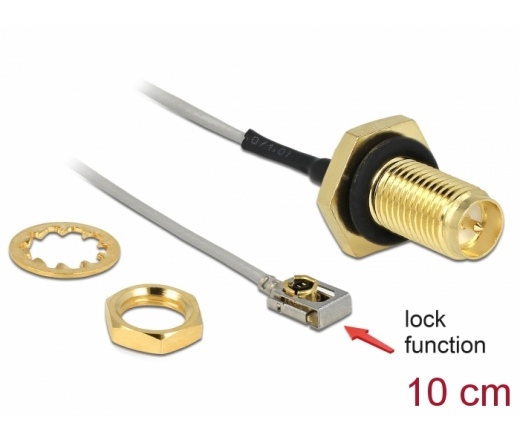 Delock Antenna kábel RP-SMA anya válaszfali csatlakozóval apa MHF® I LK-dugó 1.13 10 cm menethossz