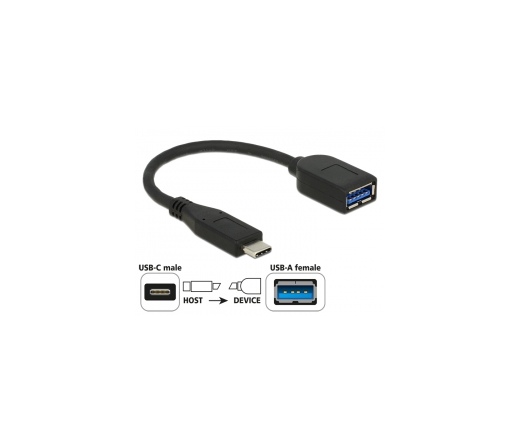 DELOCK Adapter USB (USB 3.1 Gen 2) USB Type-C  > USB Type-A (10 cm, koaxiális, fekete, prémium)