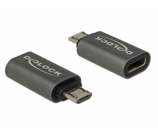 DELOCK Átalakító USB 2.0 Micro-B male to USB 2.0 Type-C female, antracit