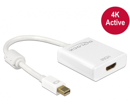 DELOCK Adapter mini Displayport 1.2-dugós csatlakozó > HDMI-csatlakozóhüvely 4K aktív fehér (62612)