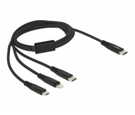 DELOCK 3in1 töltőkábel USB Type-C > Lightning / MicroUSB / USB Type-C 1m