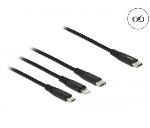 DELOCK 3in1 töltőkábel USB Type-C > Lightning / MicroUSB / USB Type-C 1m