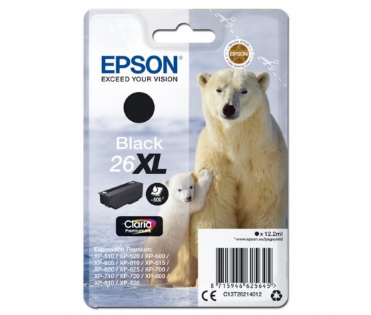 Patron Epson T2621 XL fekete Claria | 12,2 ml | XP-600/700/800