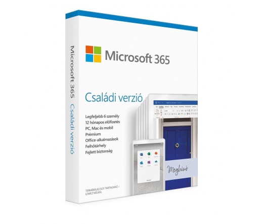 Microsoft 365 Családi verzió, 1 év. Win/MAC FPP BOX Doboz P8