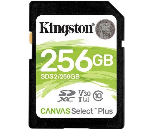 Card SDXC Kingston 256GB Canvas Select Plus 100R C10 UHS-I U3 V30