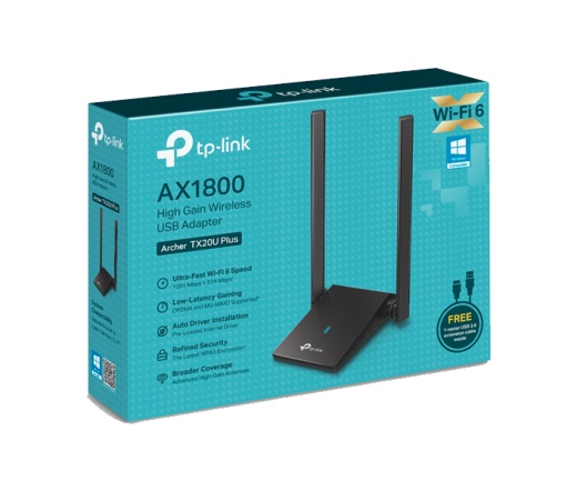 TP-LINK Archer TX20U Plus AX1800 Nagy nyereségű Wireless USB Adapter külső antennákkal