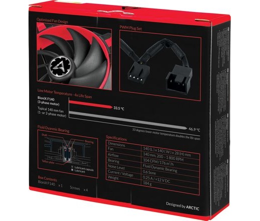 COOLER ARCTIC BioniX F140 (Red) – 140mm eSport fan