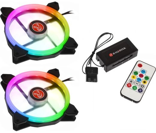 COOLER RAIJINTEK Iris 14cm Rainbow RGB LED 2-es csomag vezérlővel